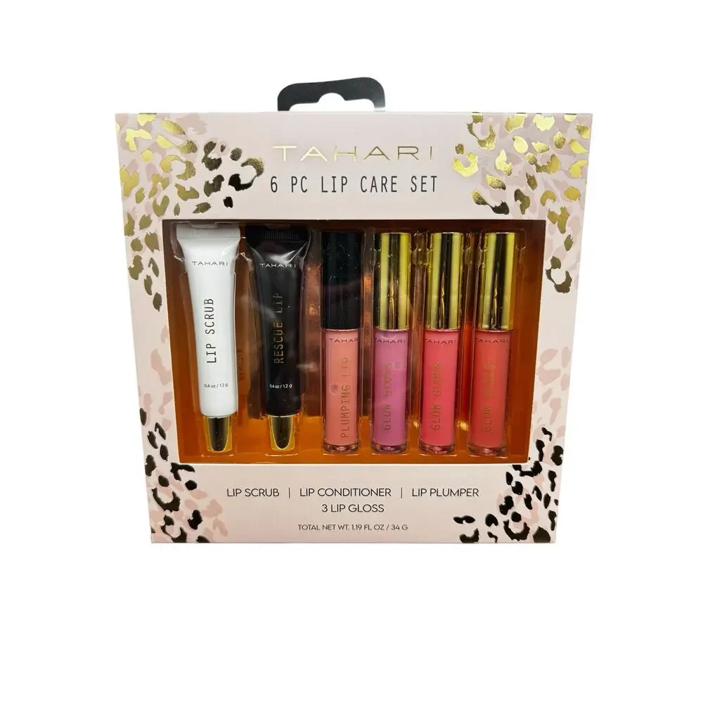 NWT TAHARI 6 PC LIP CARE SET- Lip Scrub, Lip Conditioner, & Lip Plumpers